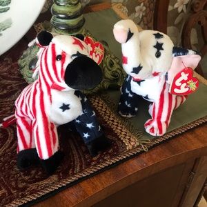 Ty Lefty and Righty Beanie Babies 2000